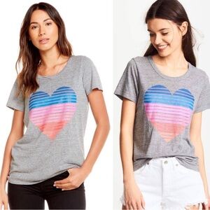 Chaser Gray Tee with Colorful Heart Graphic